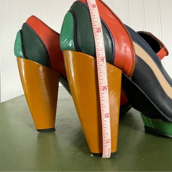 Kron by Kronkron Platform Multi Color Patchwork Peep Toe Mary Jane Heels *Spain* - Picture 10 of 14